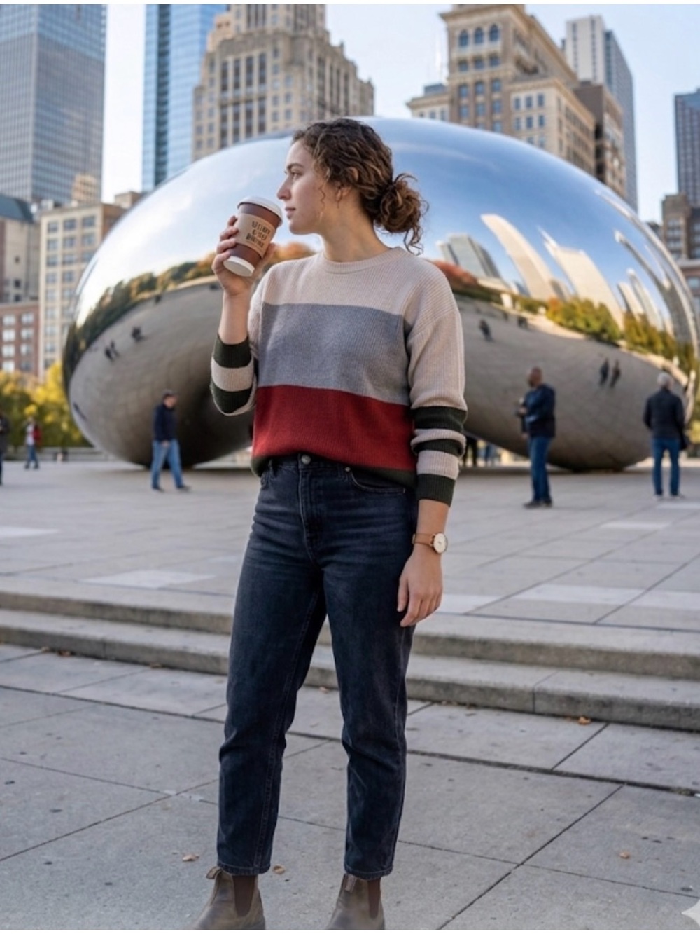 ⛵️WISPR XS Multicolor Striped Classic crew neck Sweater size XS GUC